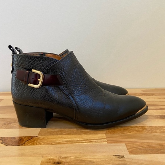 Hispanitas black & maroon brown leather ankle boots side zipper Spain booties 39 - Picture 3 of 13